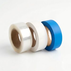 Heat shrink tape in clear, white and blue colors